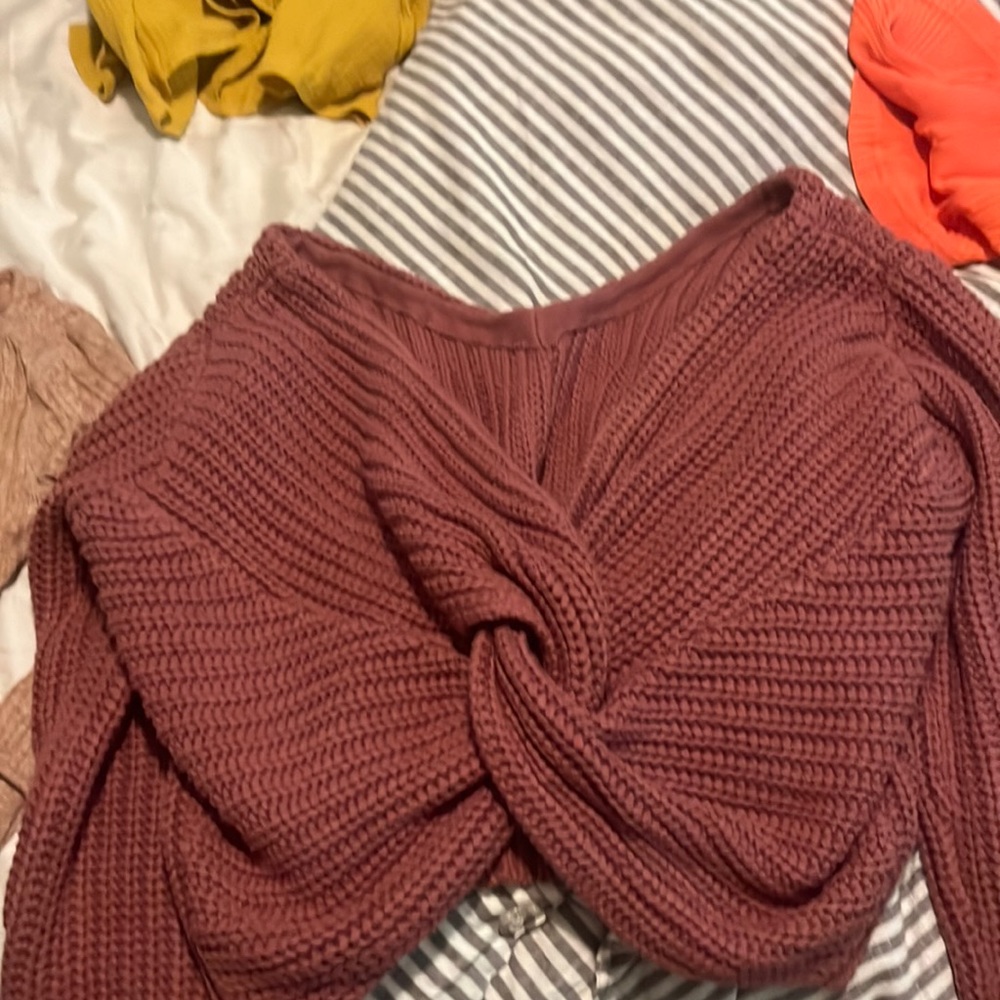 sweater with open back. comfy. worn once.